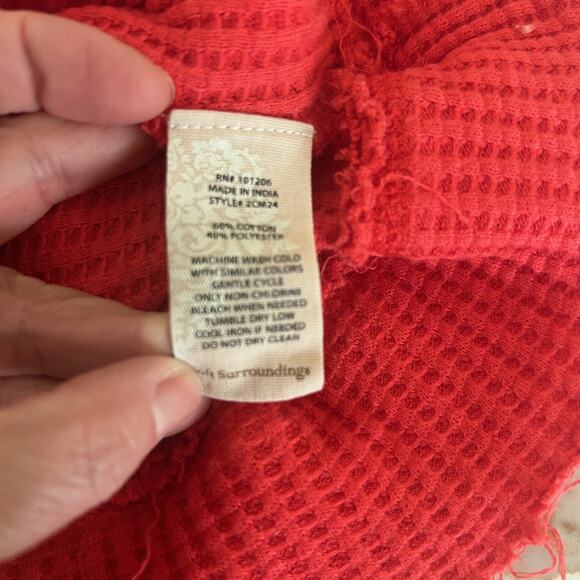 Soft Surroundings Top Waffle Knit My Time Shirt SZXL Pink Long Sleeve Button - Picture 8 of 11